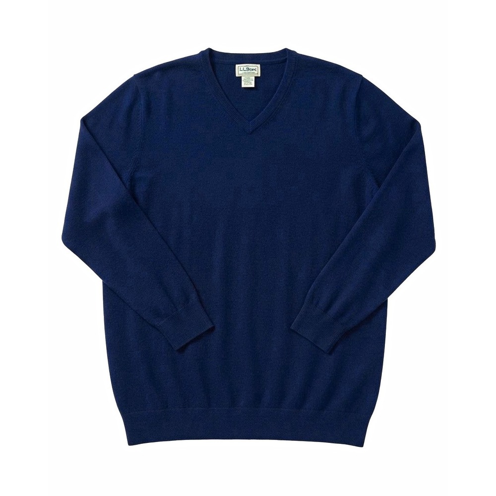 L.L.Bean Mens Dadcore Pullover Sweater Navy Cotton Cashmere XL Tall Big & Tall
